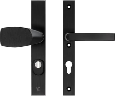 AXA Veiligheids Deurbeslag set - Edge Plus Smal - Deurkruk Aluminium Zwart - Kruk/Knop - SKG3 - PC72 met kerntrekbeveiliging - Schild