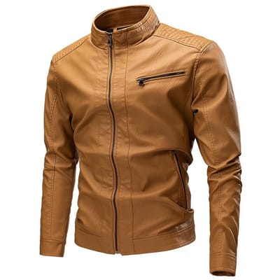 Herenleren Jas Herfst en Winter Nieuwe Herenkleding Biker Leren Jas PU Leer Jas 5XL brown