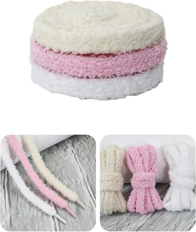 Pluche Veters, 2 Paar, 1 cm Breed, Fluffy Veters voor Sneakers, Sport- en Wandelschoenen, Dubbel Laag Fuzzy Veters