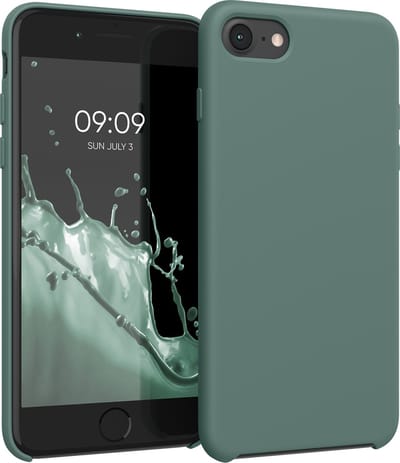 kwmobile telefoonhoesje geschikt voor Apple iPhone SE (2022 / 2020) / iPhone 8 / 7 - Hoesje met siliconen coating - Smartphone case in dennengroen