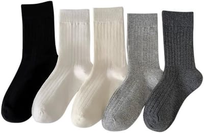 Sokken Dames - Midden-kuitlengte - Ergonomische Ondersteuning - Crush-resistente Stof - Faux-suède Panelen - Smalle Geribbelde Randen