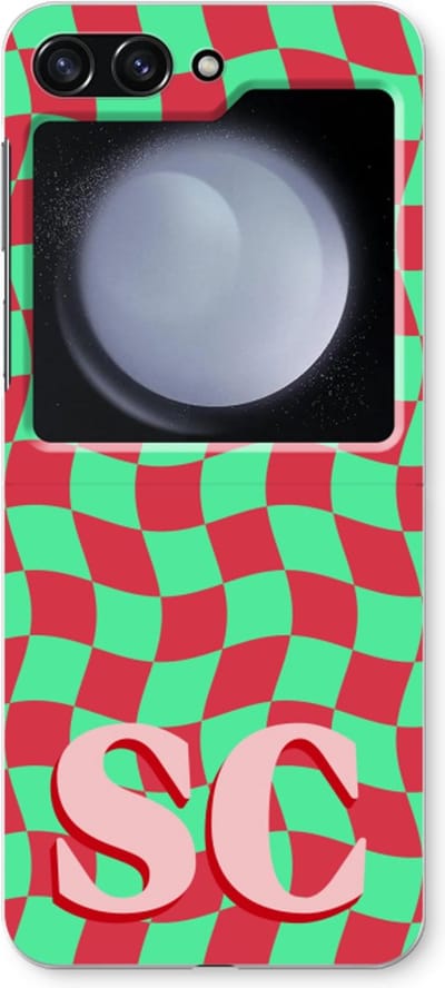 Gepersonaliseerd - Case Company® - Hoesje geschikt voor Samsung Galaxy Z Flip5 hoesje - Grid Monogram - Soft Cover Telefoonhoesje - Bescherming aan alle Kanten en Schermrand
