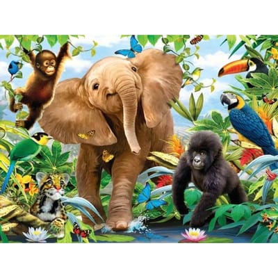 Rubye® Diamond Painting Volwassenen - Diamond Painting Kinderen - Jungle Dieren - 30x40cm