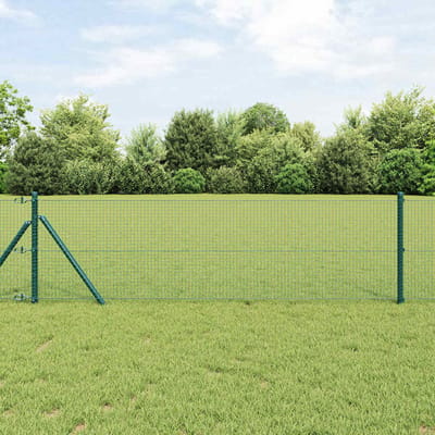 vidaXL - gelast - draadhek - met - grondbevestiging - 10 - x - 0,5 - m - Groen - Mesh