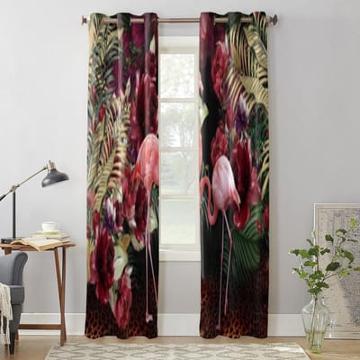 Exotische Flamingo Botanische Bloemen Raamgordijn Voor Woonkamer Slaapkamer Decoratie Gordijnen Luxe Keuken Valgordijnen 135W x 60H(cm) x1 gray