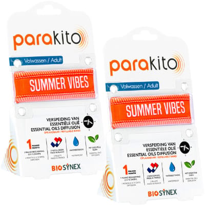 Parakito Oplaadbare Anti-Muggen Armband - Volwassen Oranje - 2 STUKS - Plant-Based Bescherming - Navulbaar - Innovatief