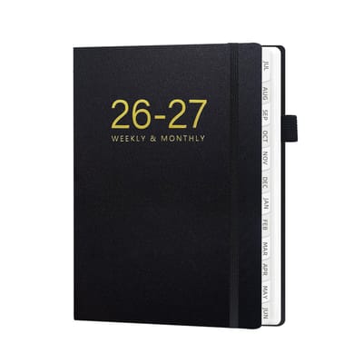 Kalenderplanner 2026 - Kalender - Notitieboekje - 15,5 x 21,5 cm - Geschikt voor kantoorpersoneel, zakenmensen, docenten en studenten - Zwart