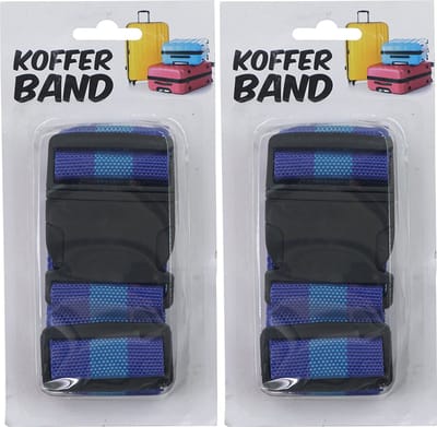 Kofferriem/bagageriem/kofferband - 2x - 180 cm - blauw