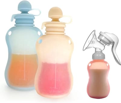 Consumerce® Hervulbare Siliconen Knijpzak – Oranje – Knijpfruit en Babyvoeding Zakjes – Herbruikbaar – Knijpfruitzakjes – Baby Voeding – Babyvoeding Bewaarzakjes – Doseerdoosjes – Bewaarbakjes – Moedermelk Bewaarflesjes