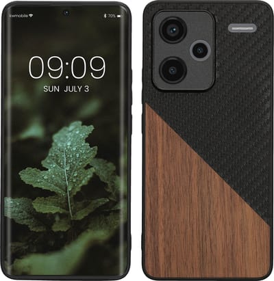 kwmobile hoesje geschikt voor Xiaomi Redmi Note 13 Pro+ 5G / Redmi Note 13 Pro Plus 5G - Backcover in donkerbruin / zwart -Smartphonehoesje - design