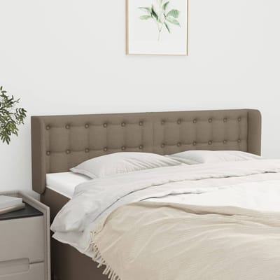 vidaXL - Hoofdbord - met - randen - 147x16x78/88 - cm - stof - taupe