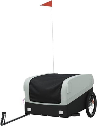 Fietskar - Transportkar Fiets - Goederen Vervoeren - Stevig IJzeren Frame - 137 x 69 x 59 cm - Zwart Grijs