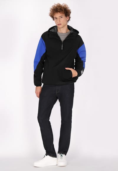 Schmuddelwedda Blouson Heren Zwart koningsblauw colorblock