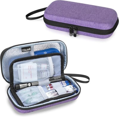 Geïsoleerde insuline koeltas - Waterdichte organizer voor diabetesaccessoires in lila