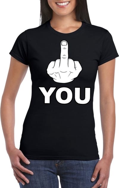 Fuck you t-shirt zwart - dames - katoen S