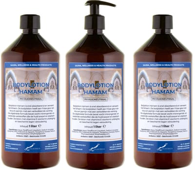 Bodylotion Hamam 1 Liter - met gratis pomp - set van 3 stuks