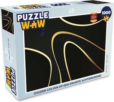 Puzzel Gouden golven op een zwarte achtergrond - Legpuzzel - Puzzel 1000 stukjes volwassenen