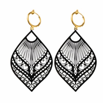 Klem oorbellen- zwart -filigraan -goudkleurig-geen gaatje-Charme bijoux