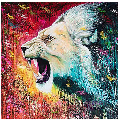Diamant schilderij dier brullende leeuw 5D Diy diamant borduurwerk woondecoratie foto 20X30CM white