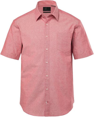 JP 1880 - Heren - Overhemd met linnenlook korte mouwen kentkraag Modern Fit - Appelrood - Maat 3XL
