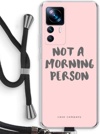 Case Company® - Hoesje met koord geschikt voor Xiaomi 12T hoesje met Koord - Morning person - Telefoonhoesje met Zwart Koord - Bescherming aan alle Kanten en Over de Schermrand