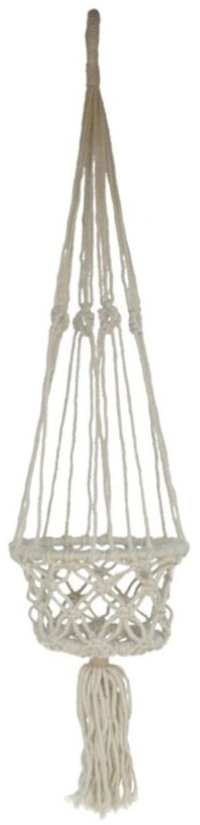 Gerimport plantenpot aan macrame touw - Ibiza stijl - plantenhanger - 16 x 77 cm