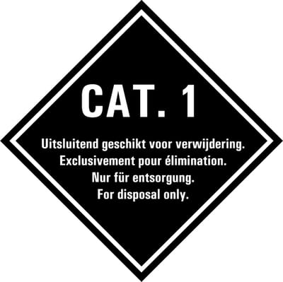 Categorie 1 sticker met tekst 50 x 50 mm - 10 stuks per kaart