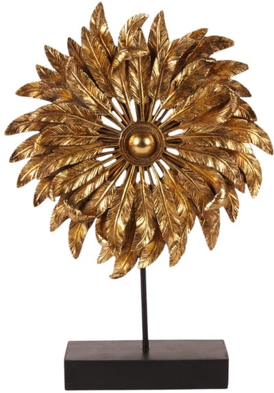 Baroque - Decoratief beeld of figuur - Ornament Veer 36,5 cm - Goud - Resin - 36.5x26x8 - Polyresin