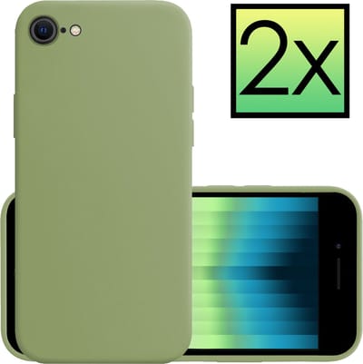 Hoesje - 2 Stuks - Geschikt voor Apple iPhone SE (2022) - Sterk & Shockproof - Case Siliconen - Back Cover - Telefoon Hoes - Groen