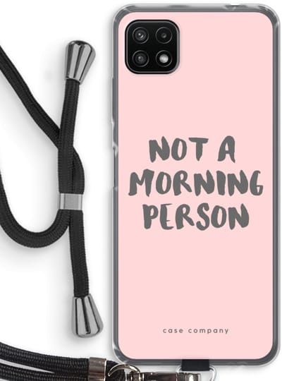 Case Company® - Hoesje met koord geschikt voor Samsung Galaxy A22 5G hoesje met Koord - Morning person - Telefoonhoesje met Zwart Koord - Bescherming aan alle Kanten en Over de Schermrand