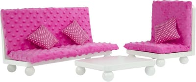 Poppenhuis Meubels - Poppenhuis Sofa - Poppen Spelen - Inclusief Kussens - Schaal 1:12 - Wit Roze