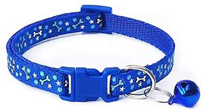 Consumerce® Katten en Honden Halsband Botjesprint Met Belletje – Blauw – 19-33cm Verstelbaar – Voor Hond Kat Puppy Kitten – Halsbandje – Halsbanden – Kleine – Kattenbandje – Bandje – Band
