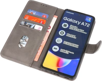 Hoesje Geschikt voor Samsung Galaxy A72 / A72 5G - Kaarthouder Book Case Telefoonhoesje - Grijs