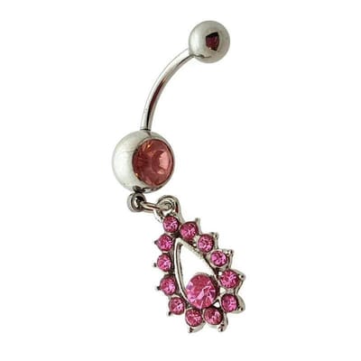 Aramat Jewels | Navelpiercings | Roze Kristallen Stalen Navelpiercing | | | |10mm | Staal | Volwassenen | Verkleurd niet