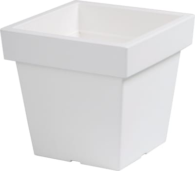 Prosperplast Bloempot/plantenpot vierkant - 29 x 29 cm - 15 liter - wit - kunststof buiten potten