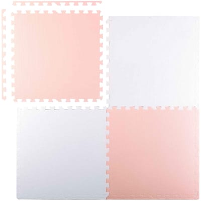 Grote Ricokids-schuimrubberen puzzelmat 60 x 60 cm, 4 stuks, perzik-wit