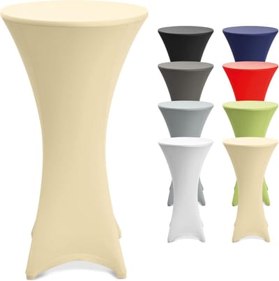 Hoge Statafelhoes Stretch Wit voor Bistrotafel Ø 60-65 cm - Antislip & Strijkvrij