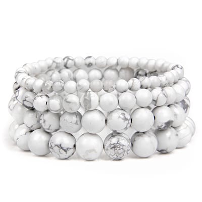 Bixorp Gems Howliet Edelsteen Armbanden set 4mm + 6mm + 8mm + 10mm - Edelstenen Armbanden Bundel Cadeau