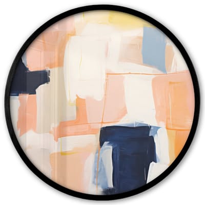Poster in lijst Rond - Fotolijst 40x40 cm - Posters - Kunst - Abstract - Roze - Pastel - Ronde posterlijst zwart - Decoratie - Wanddecoratie woonkamer - Muurdecoratie slaapkamer