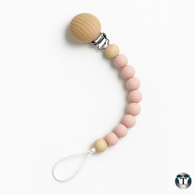 Speenkoord | Fopspeenkoord | Hulpmiddel Speen | Kralen | Roze | Silicoon | Hout | Houten Clip | Babyshower | Kraamcadeau | Jongen & Meisje | Baby | Speen | Speenketting | TheOldOmen |
