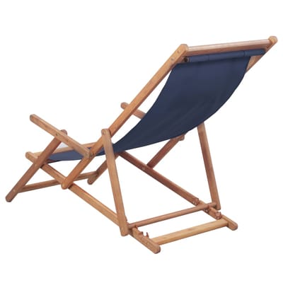 vidaXL - Opklapbare - stoel - met - stoffen - bekleding - en - houten - frame, - blauw
