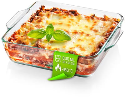 GOURMETmaxx Ovenvorm voor heteluchtfriteuse & oven - 800 ml | Rechthoekige bakvorm van borosilicaatglas | Kleine ovenvorm om te bereiden, te garen & te serveren | Voor de heteluchtfriteuse & gratins enz.