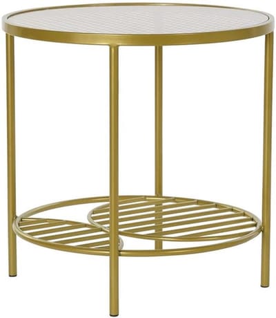 Bijzettafel Standaard - Sidetable Vierkant - Woonkamer Decoratie - Moderne Stijl - 51x52x51 cm - Goud