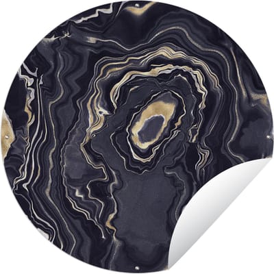 Tuincirkel Marmer - Geode - Agaat - Goud - 60x60 cm - Ronde Tuinposter - Buiten