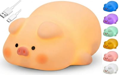 PolkaHome® Varken Nachtlampje Kinderen – Siliconen LED Nachtlamp Oplaadbaar & Dimbaar – Touch Bediening – Kawaii Kinderlamp voor Kinderkamer & Babykamer