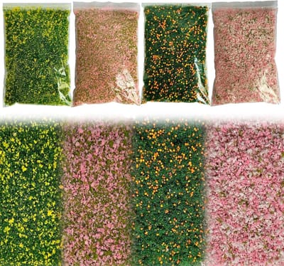 Dailygoods - 4 stuks Colour kleurrijk boompoeder modelboom, planten modelbouw, kunstmatig mos voor doe-het-zelf miniatuur, Lowland-model, struik, bossige tuft, architectuur, bouwmodel, spoorweg, feeëntuin