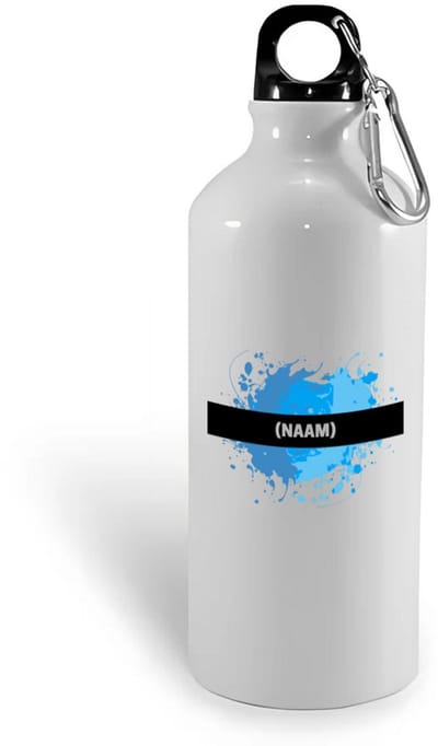Hacebo® - blauwe verfvlek met eigen naam waterfles - Kunst - kunstenaars/kunstenaressen - verjaardag - mensen die houden van verven - cadeau - kado - geschenk - gift - water fles - 400ML