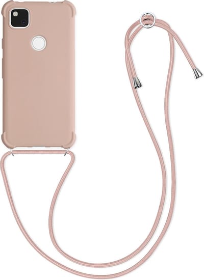 kwmobile telefoonhoesjegeschikt voor Google Pixel 4a - Hoesje van siliconen met telefoonkoord - In parelmoer
