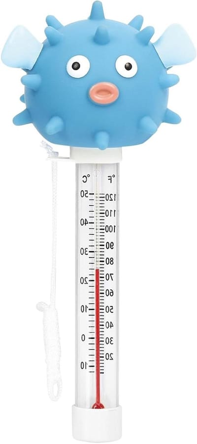 Drijvende Zwembadthermometer - Waterthermometer Puffer Vis - Watertemperatuur Meten - Shatter-Resistant Materiaal - Groot Formaat - Geel