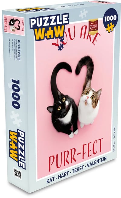 Puzzel Kat - Hart - Tekst - Valentijn - Legpuzzel - Puzzel 1000 stukjes volwassenen